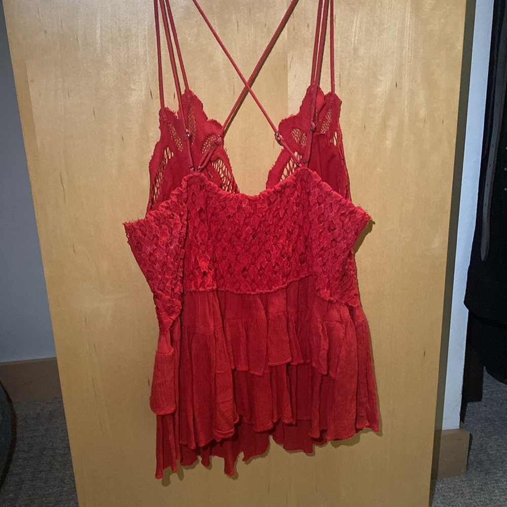 Free People Women’s Adella Cami Lace Ruffled Tank Top - Picture 6 of 7